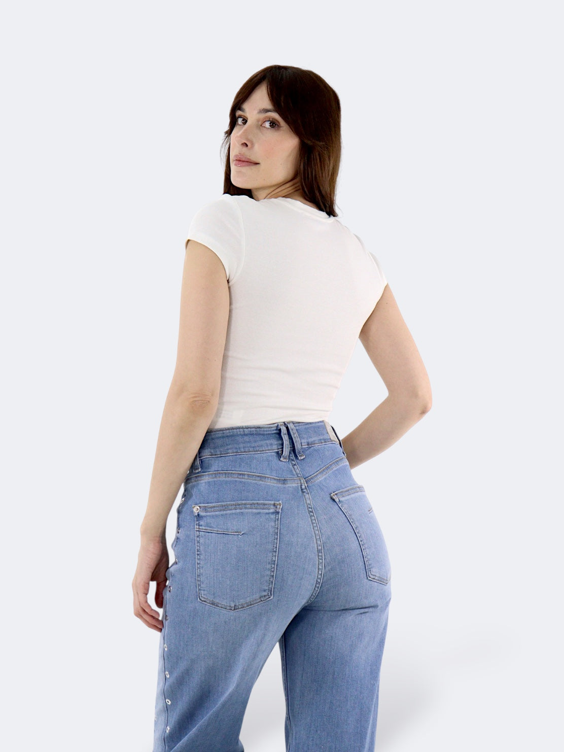 Jeans Wid Leg-Tiro Alto