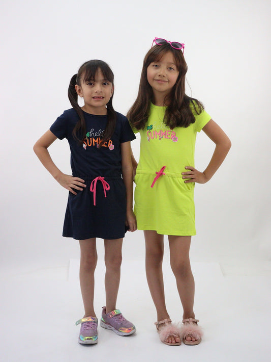 Vestido de color azul marino con print