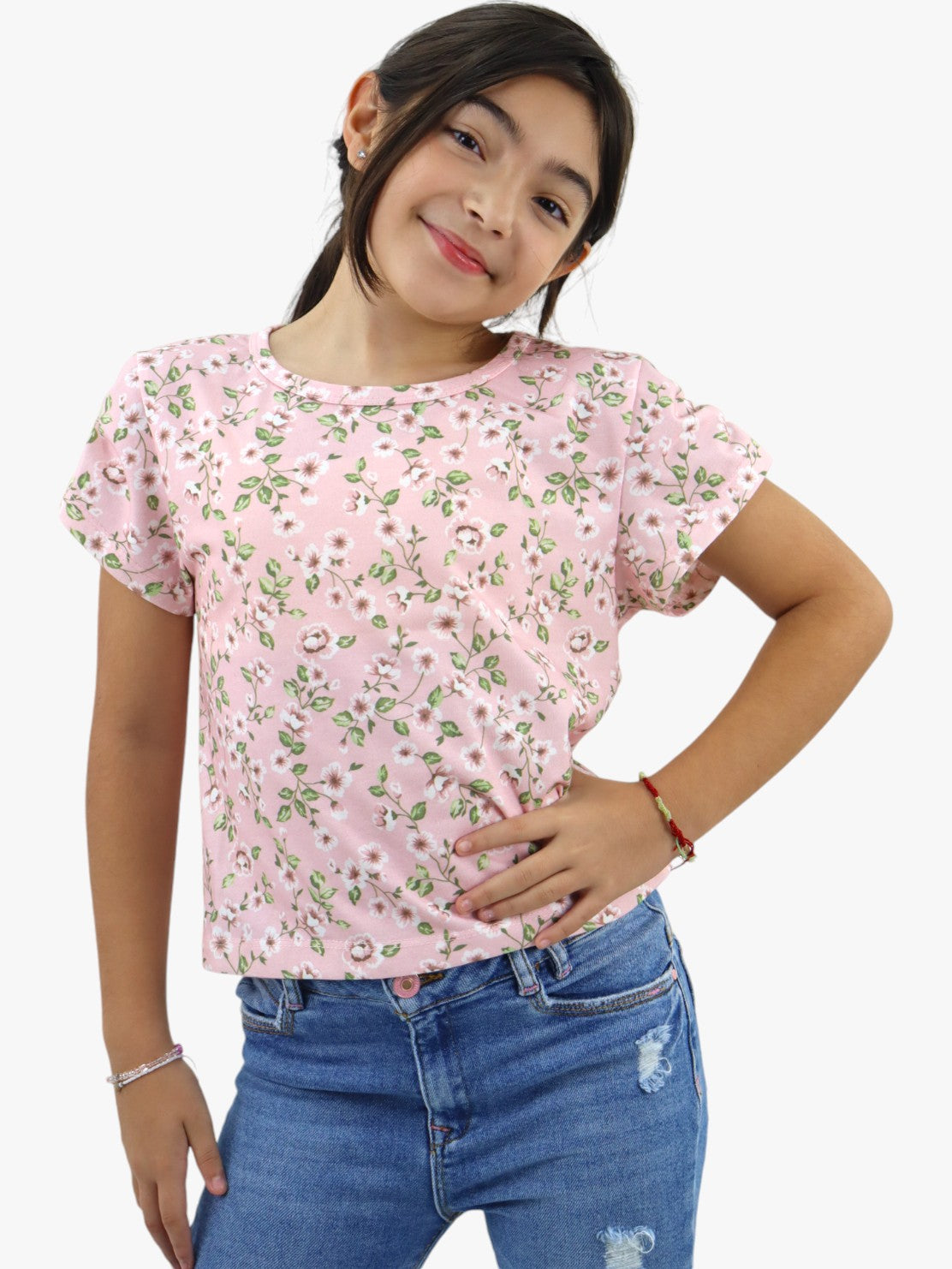 Playera manga corta con print floral