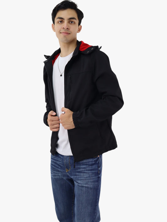 Chamarra con capucha desmontable de color negro