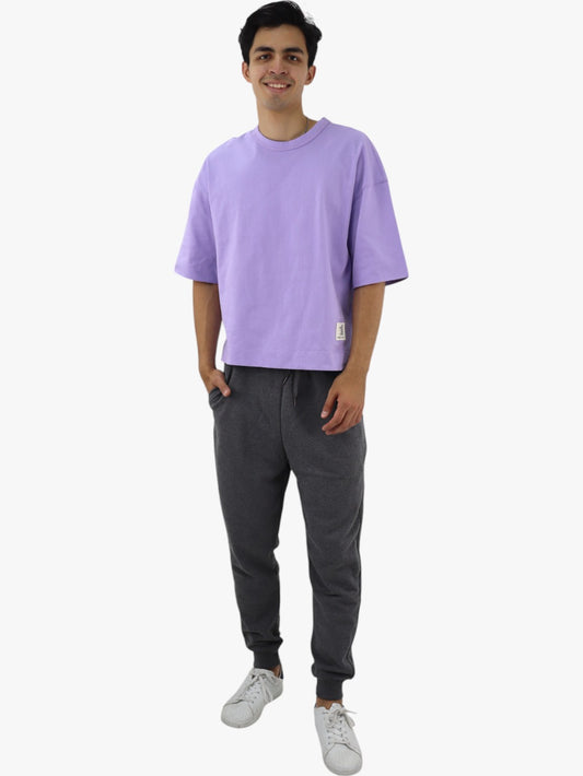 Playera oversize manga corta de color lila