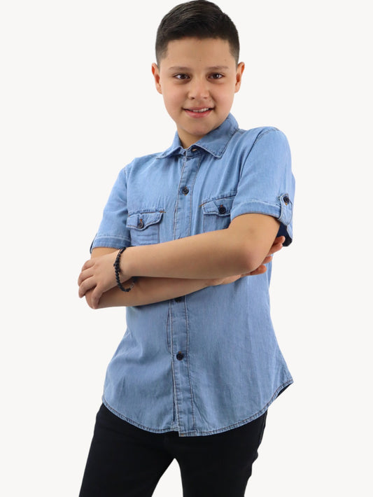 Camisa denim azul claro
