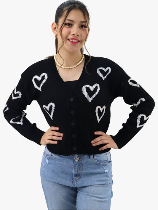 Suéter con botones al frente negro