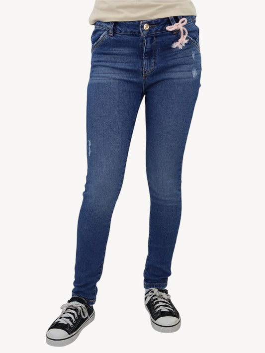 Jeans skinny azul medio con destrucción