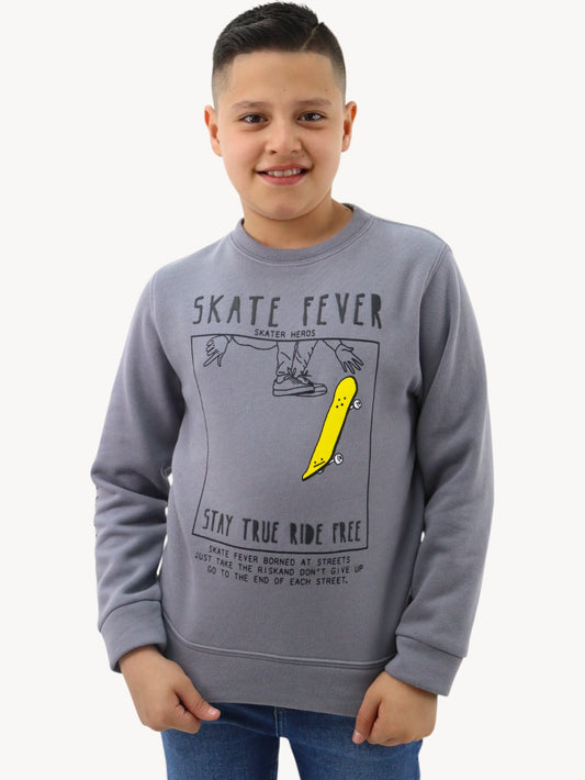 Sudadera cerrada de color gris con estampado