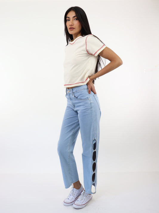 Jeans baggy con aberturas