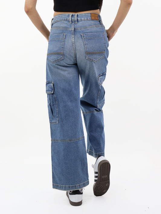 Jeans Cargo-Tiro Alto