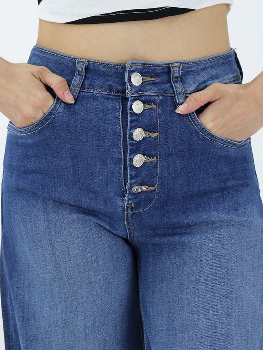 Jeans Wide Tiro Alto