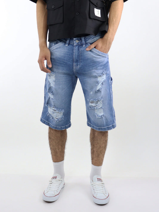 Bermuda con destrucción azul medio