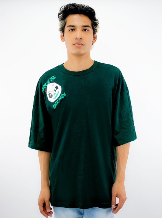 Playera mid size manga corta de color verde