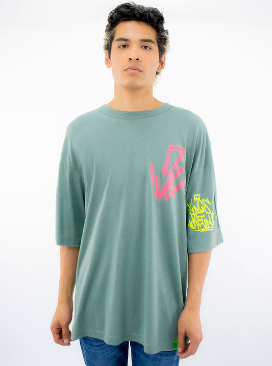 Playera mid size manga corta de color verde