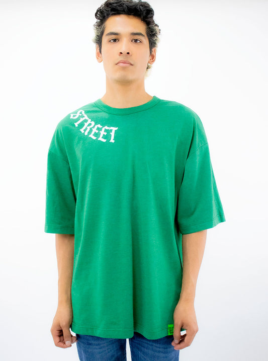 Playera mid size manga corta color verde