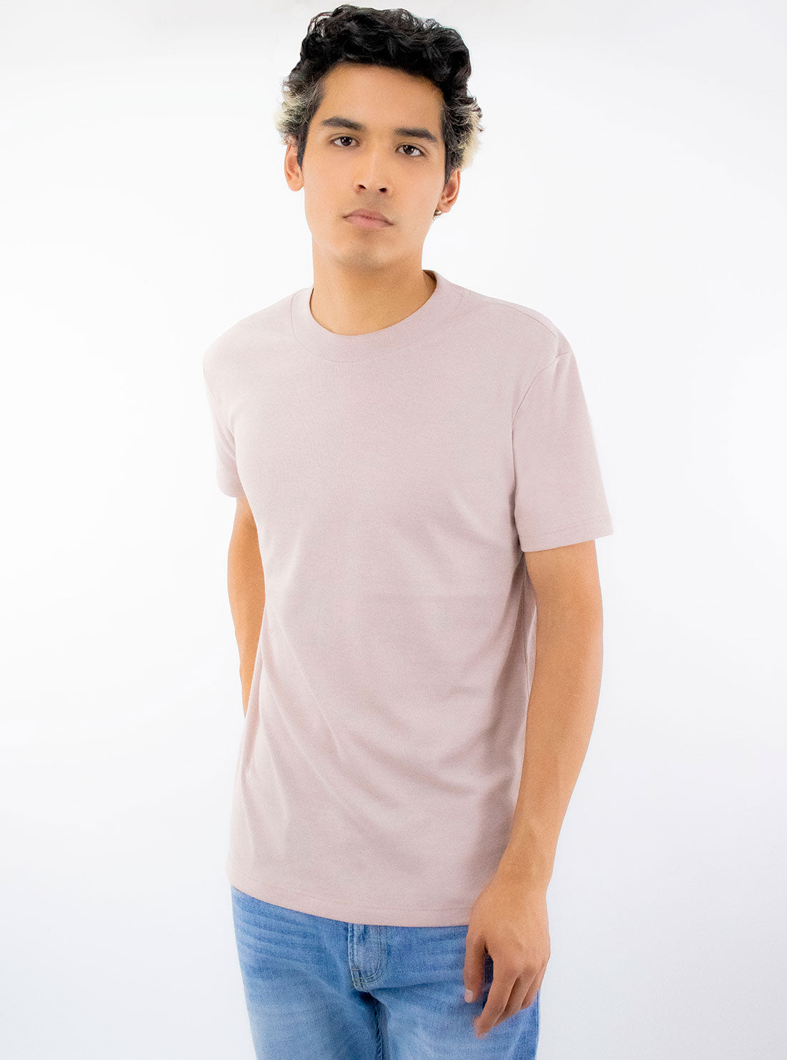 Playera básica manga corta de color rosa palo