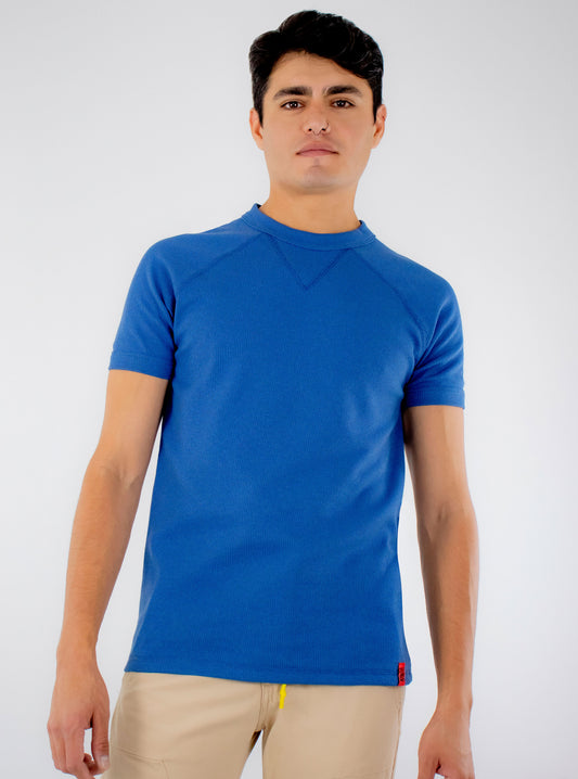 Playera básica manga corta de color azul