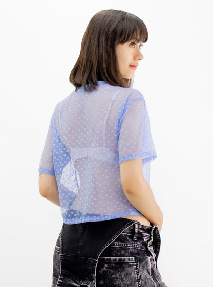 Blusa de transparencia de color azul