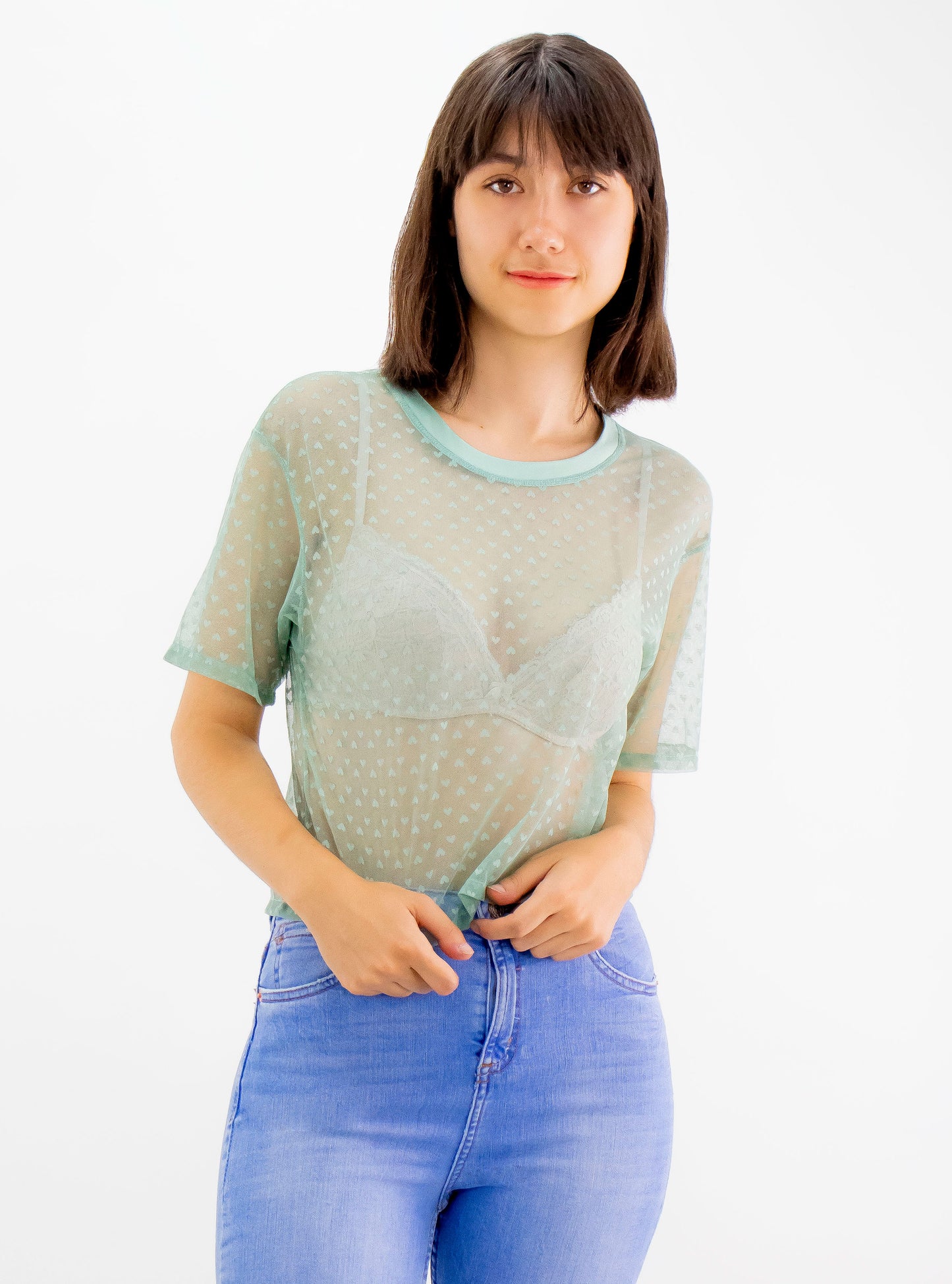 Blusa de transparencia de color verde