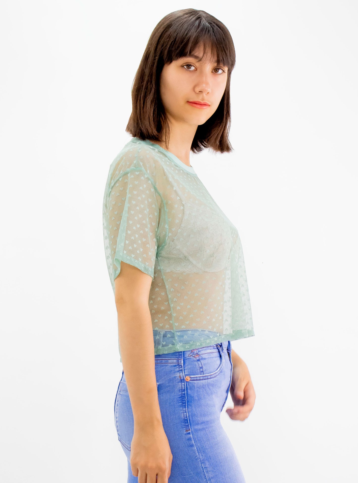 Blusa de transparencia de color verde