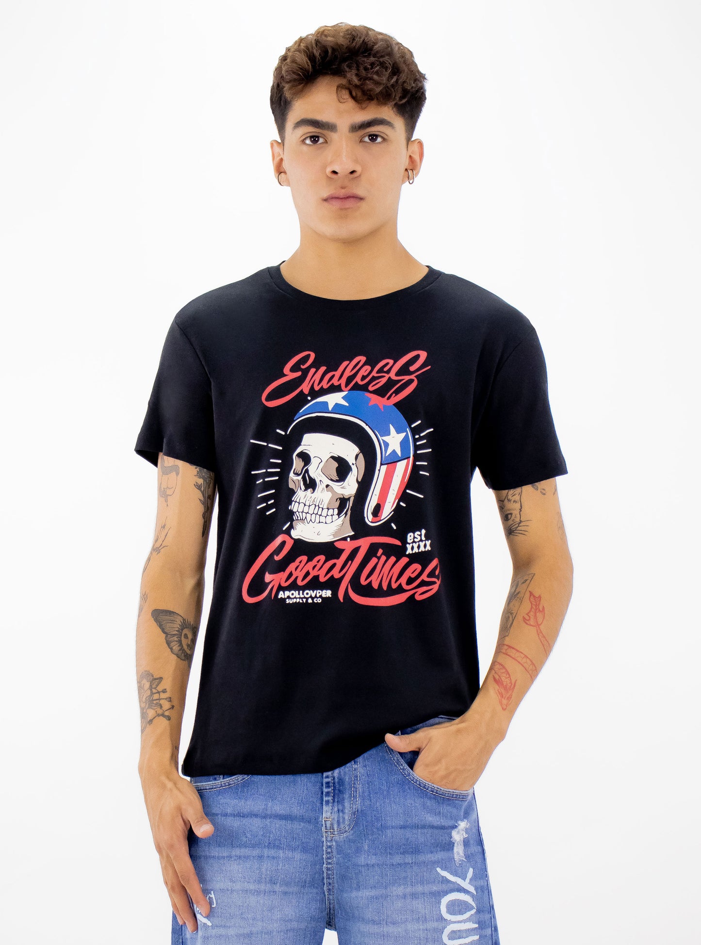 Playera manga corta con estampado good times