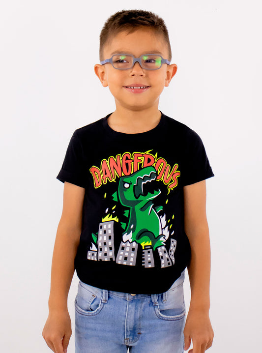 Playera manga corta con estampado de dinosaurio