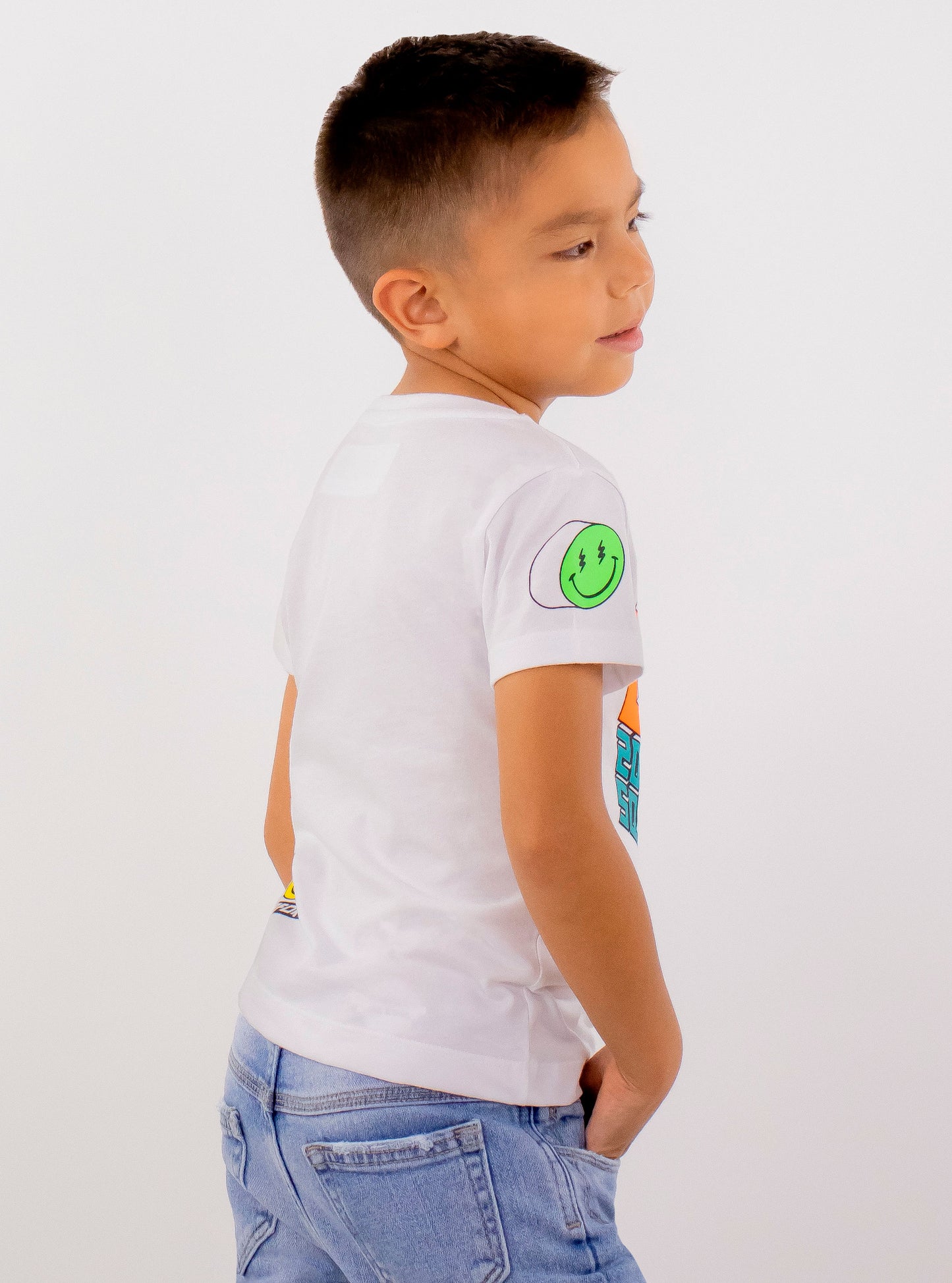 Playera smiley de color blanco