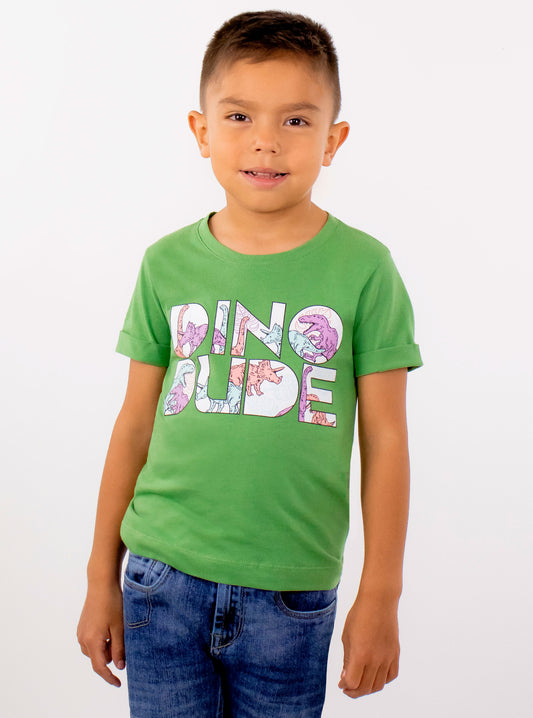 Playera manga corta con print de dinosaurios