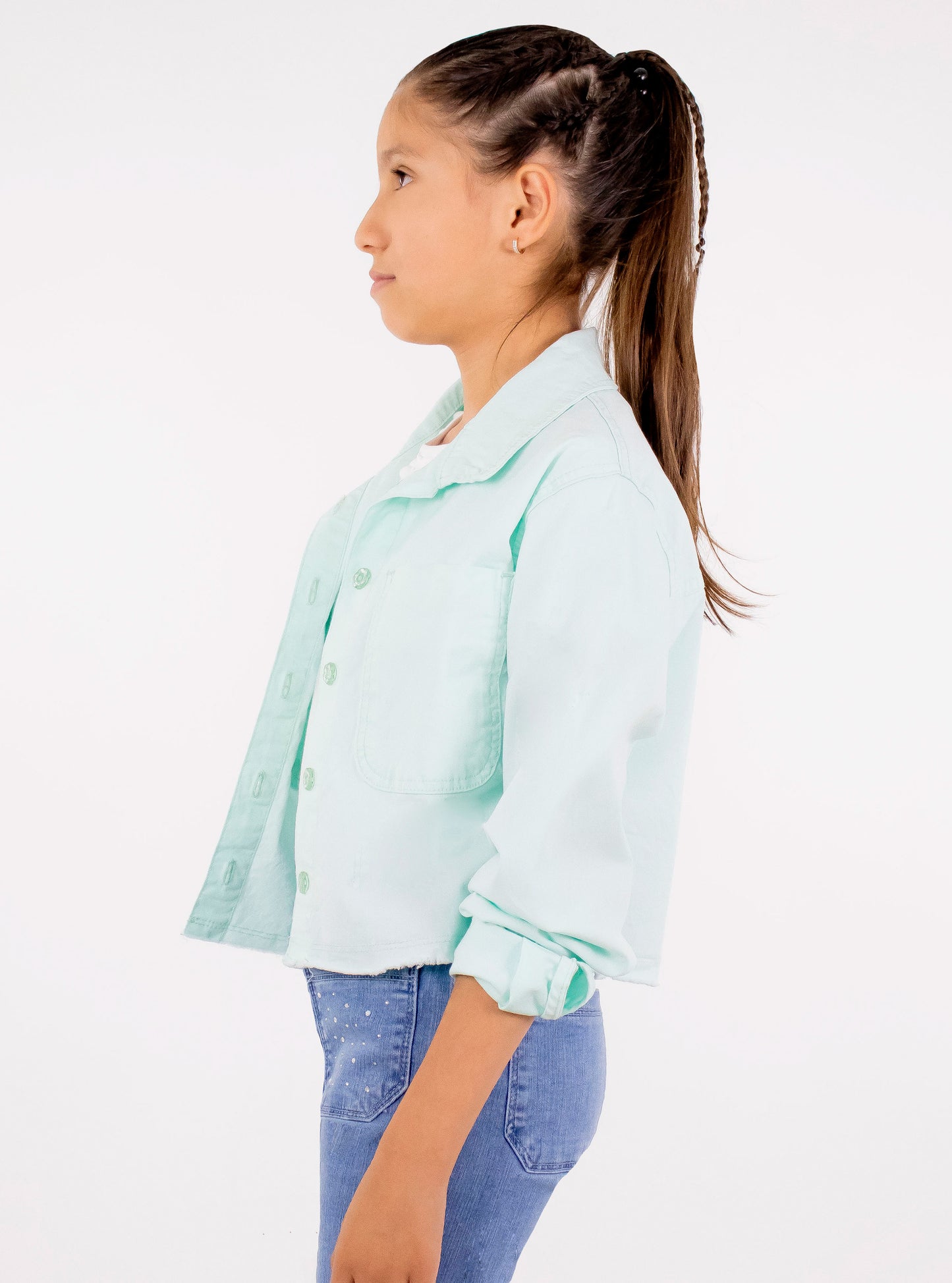 Sobrecamisa crop de color verde menta