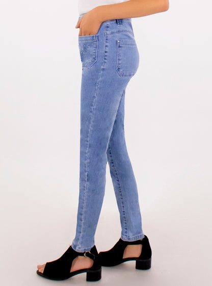 Jeans skinny con aplicaciones