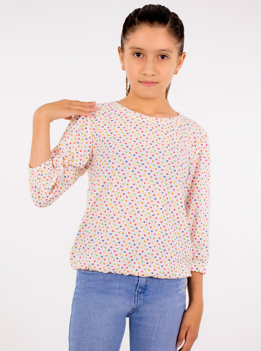 Playera 1/2 manga con print de corazones