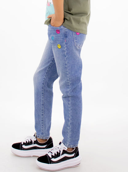 Jeans smiley skinny con bordado (EDICIÓN ESPECIAL)