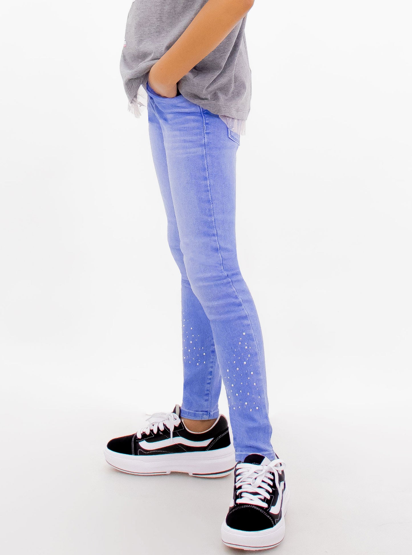 Jeans skinny de color azul claro con aplicaciones (EDICIÓN ESPECIAL)