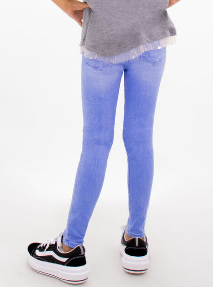 Jeans skinny de color azul claro con aplicaciones (EDICIÓN ESPECIAL)