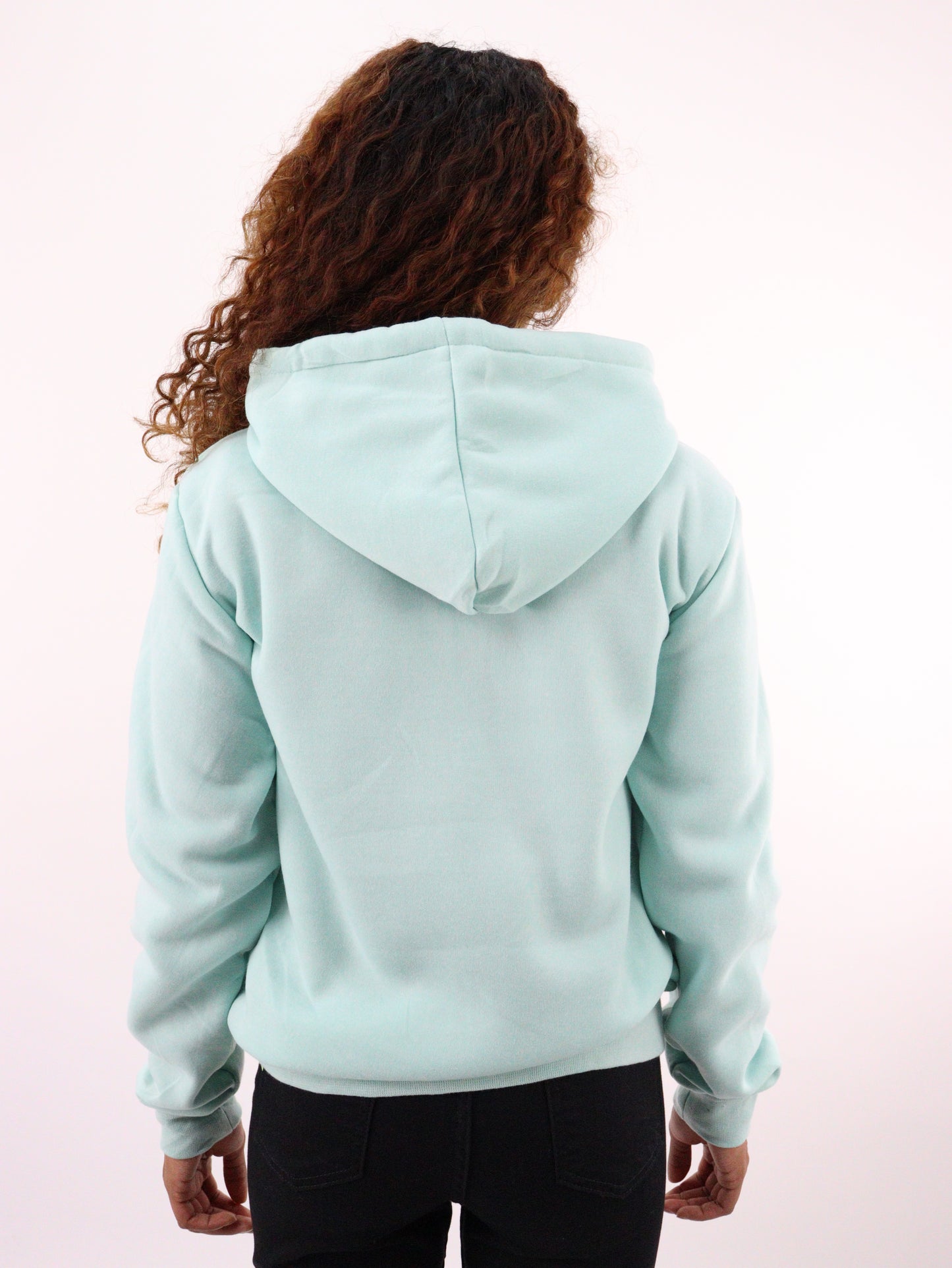 Sudadera con capucha de color verde aqua