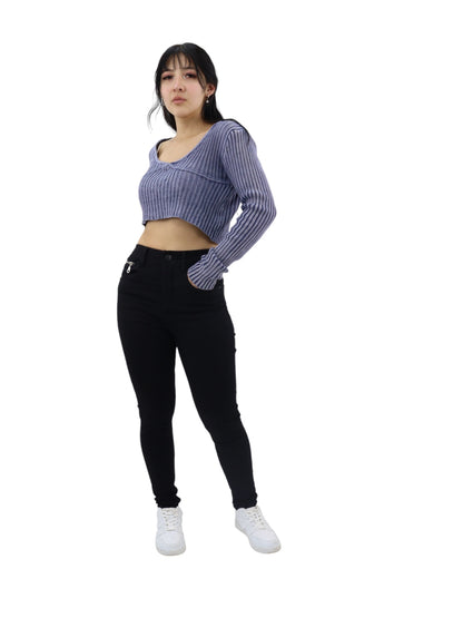 Jeans skinny tiro alto