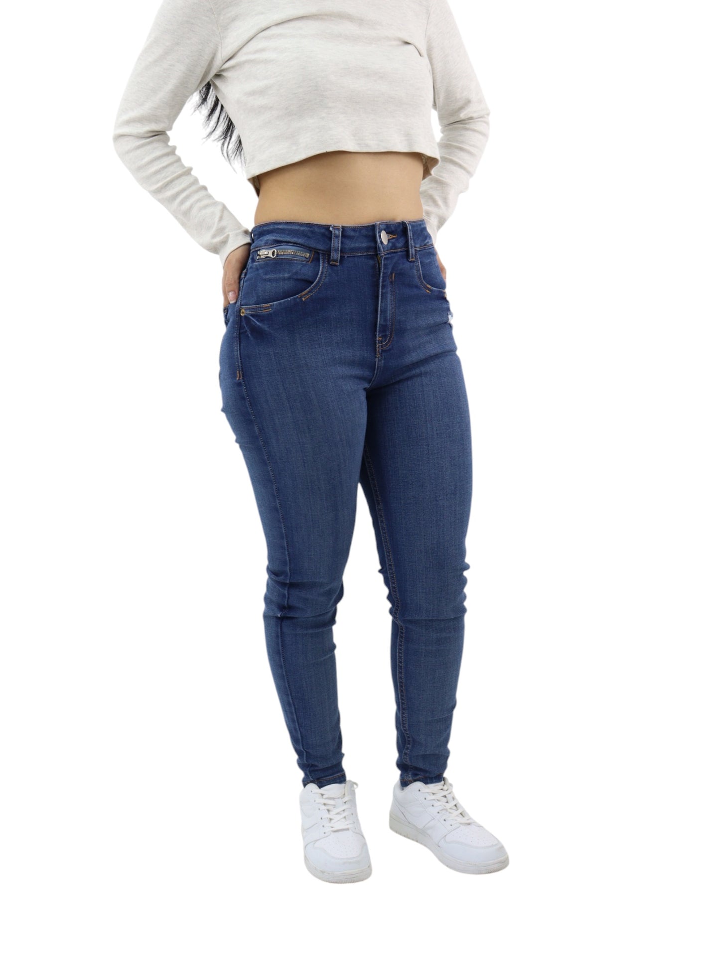 Jeans Skinny Tiro Alto