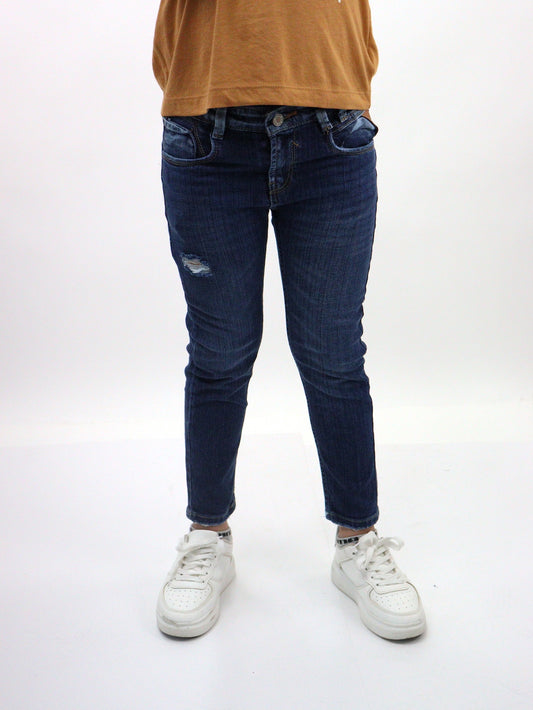 Jeans skinny de color azul oscuro con destrucción (NUEVA TEMPORADA)