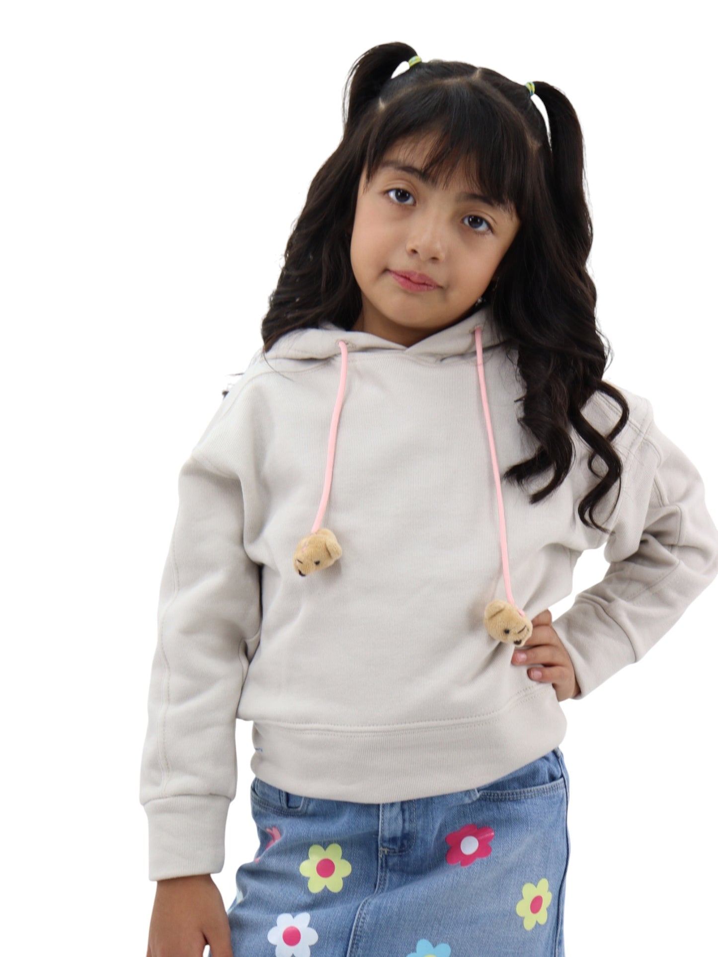 Sudadera beige con jaretas de osos