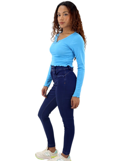 Jeans skinny tiro alto azul oscuro (NUEVA TEMPORADA)