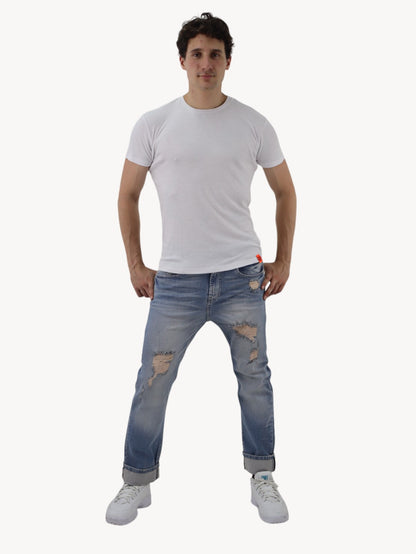 Jeans slim azul deslavado con destrucción ( NUEVA TEMPORADA)