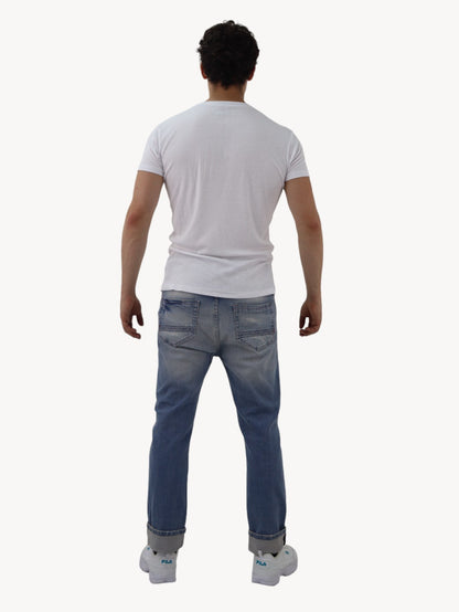 Jeans slim azul deslavado con destrucción ( NUEVA TEMPORADA)