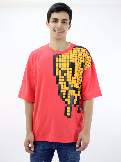 Playera smiley over size de color rojo