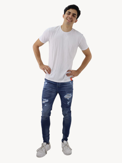 Jeans skinny de color azul deslavado con destrucción (NUEVA TEMPORADA)