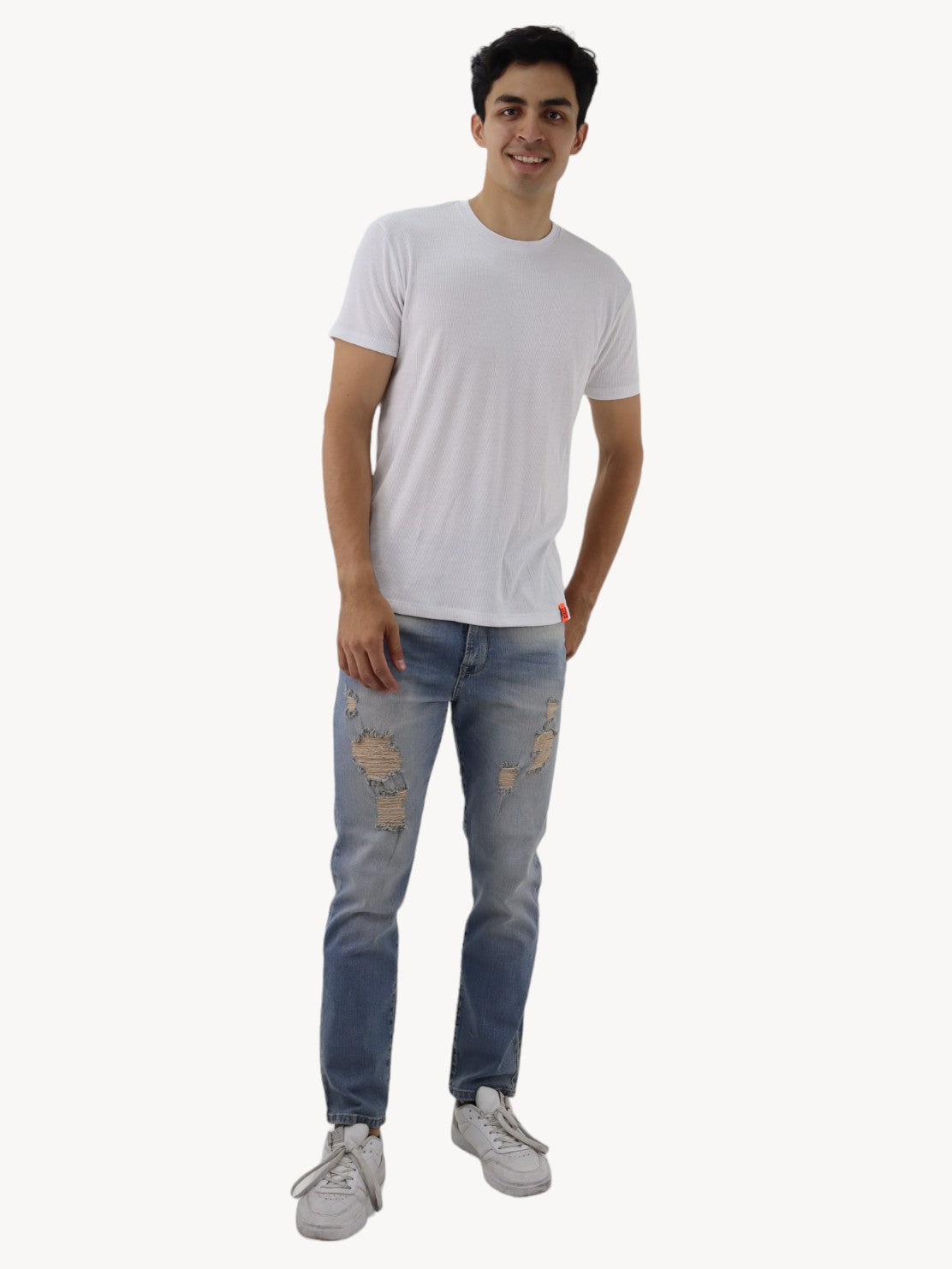 Jeans estilo slim/skinny deslavado con destrucción (NUEVA TEMPORADA)