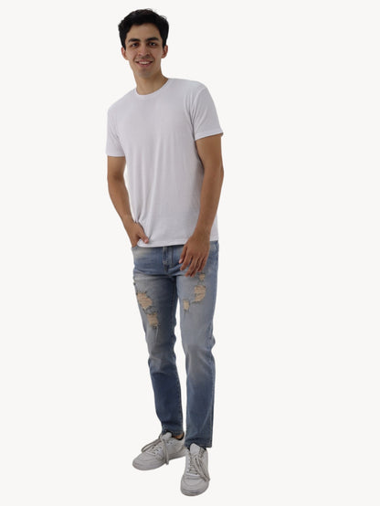 Jeans estilo slim/skinny deslavado con destrucción (NUEVA TEMPORADA)