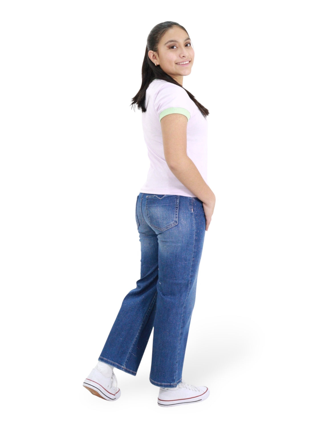 Jeans Wide Con Pedrería