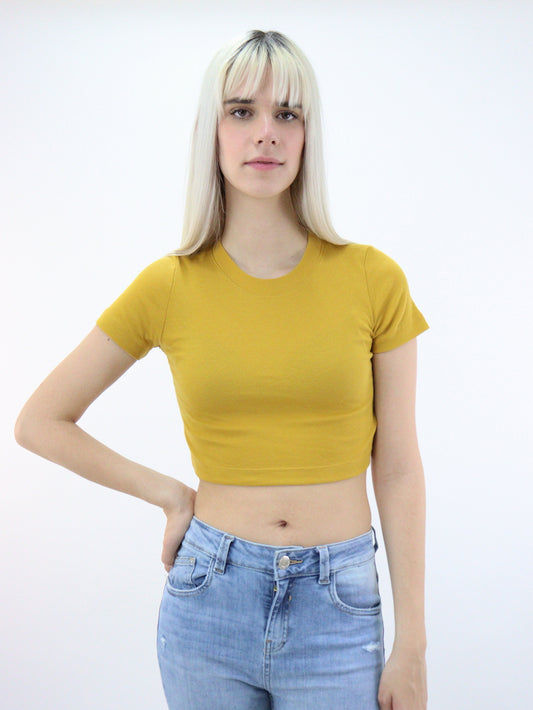 Playera crop básica manga corta