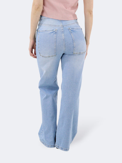 Jeans Wide Leg-Tiro Alto