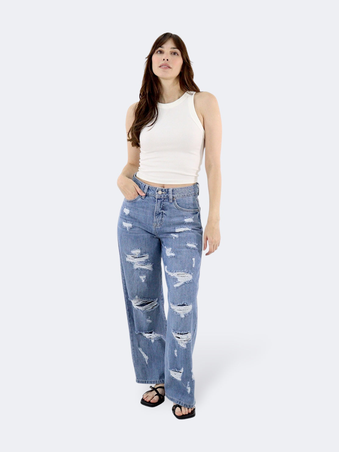 Jeans Wide Leg-Tiro Alto