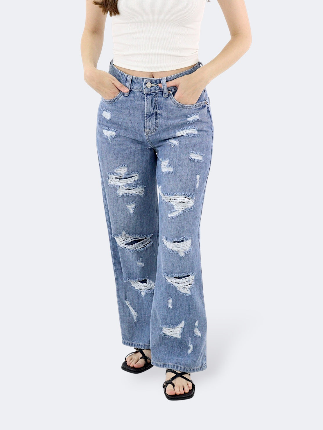 Jeans Wide Leg-Tiro Alto