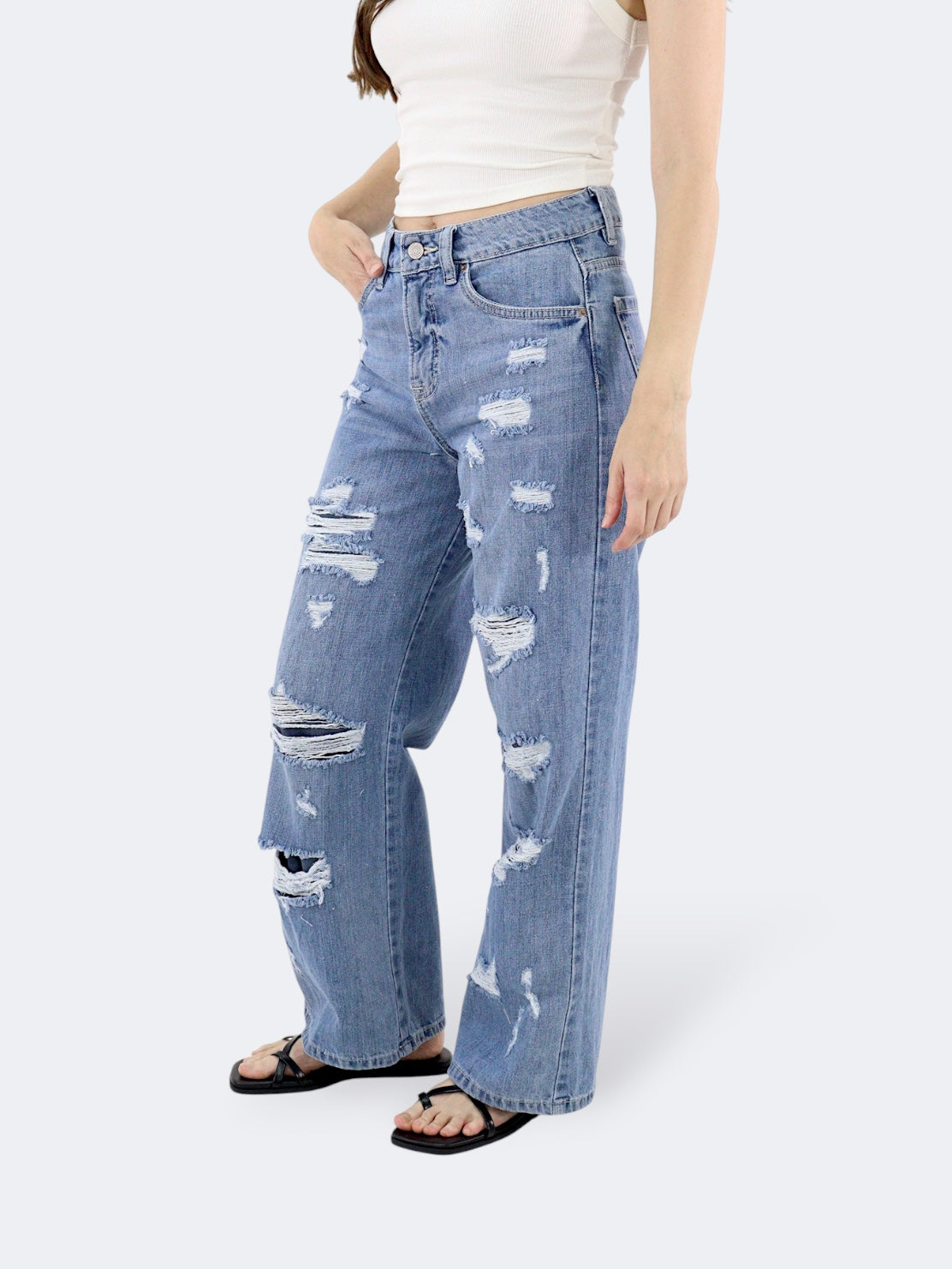 Jeans Wide Leg-Tiro Alto