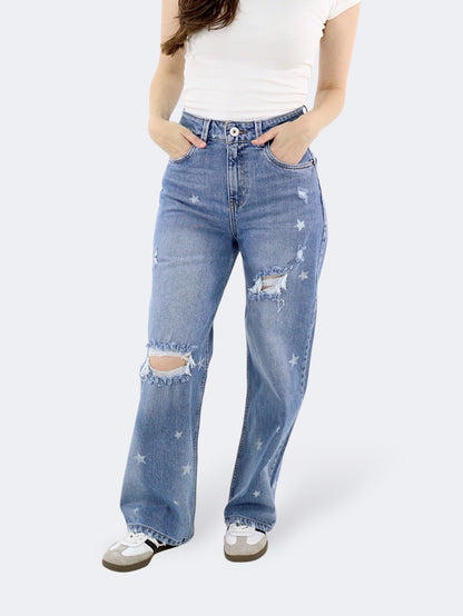 Jeans Baggy-Tiro Alto